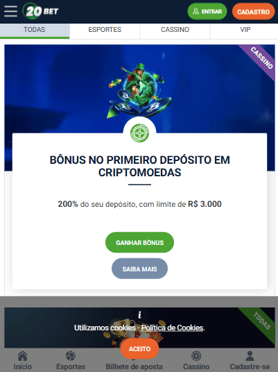 Bônus de boas-vindas da 20Bet
