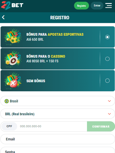 Bônus de boas-vindas da 22Bet Brasil