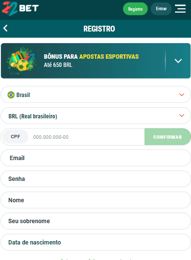 Cadastro na 22Bet Brasil